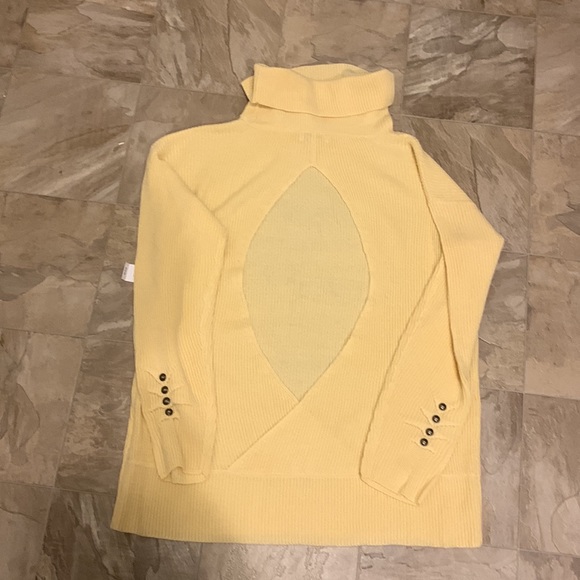 Open Back, Yellow, Cowl Neck Sweater by NY & Co - Picture 7 of 10